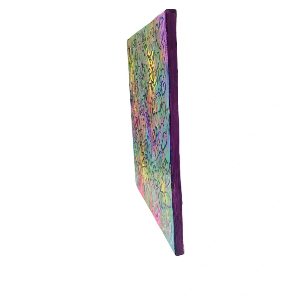 HANDCRAFTED VIBRANT GRAFFITI HEARTS POP ART MULTICOLOR
